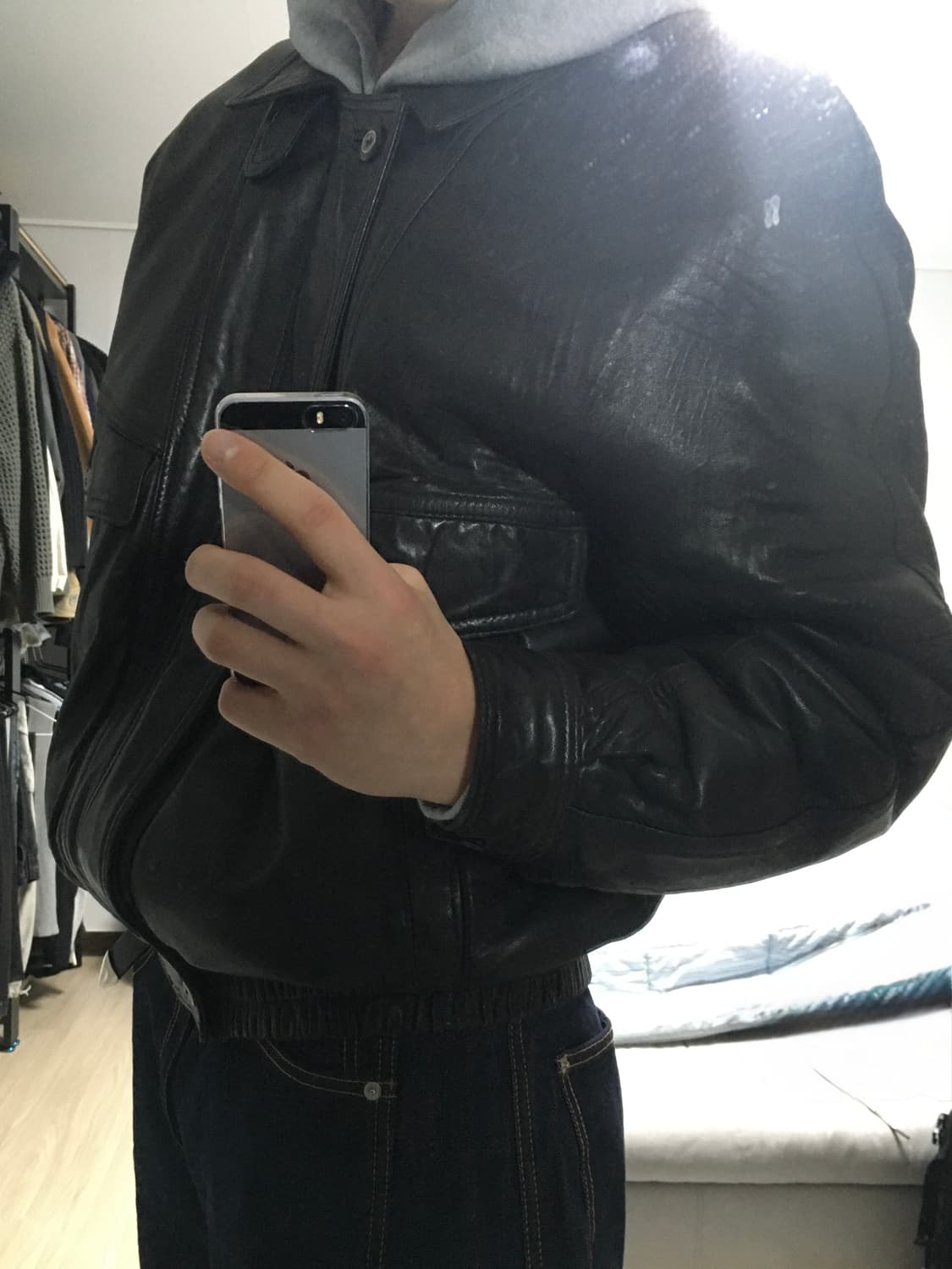 90‘ 빈티지 램스킨 레더 블루종자켓 상품이미지5