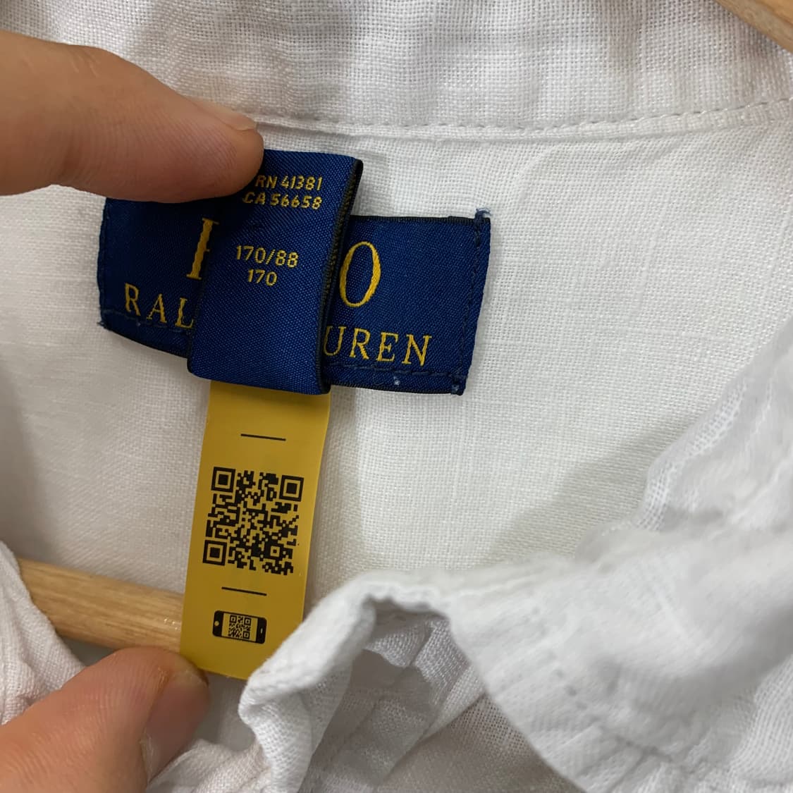 폴로 QR라벨 린넨 보이즈XL 화이트 반팔셔츠  상품이미지4