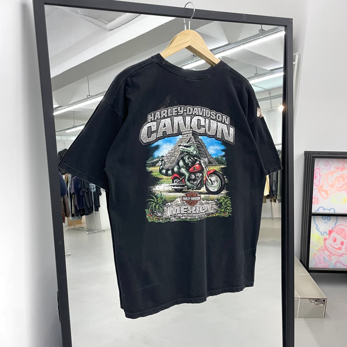 할리데이비슨 불독 도마뱀 그래픽 페이딩 빈티지 반팔 티셔츠 상품이미지6