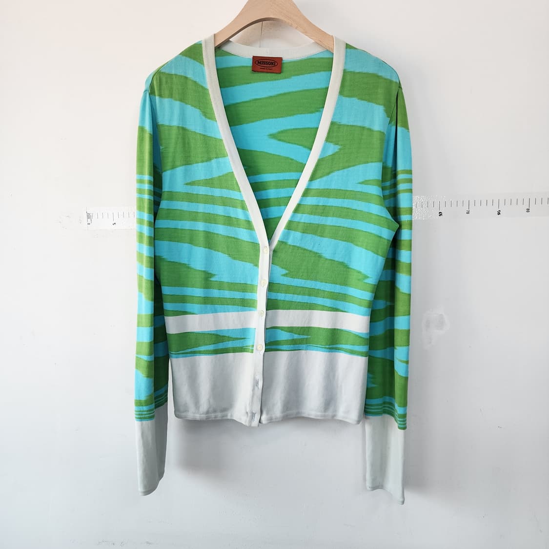 미쏘니 그린/블루 스트라이프 가디건 상품이미지1