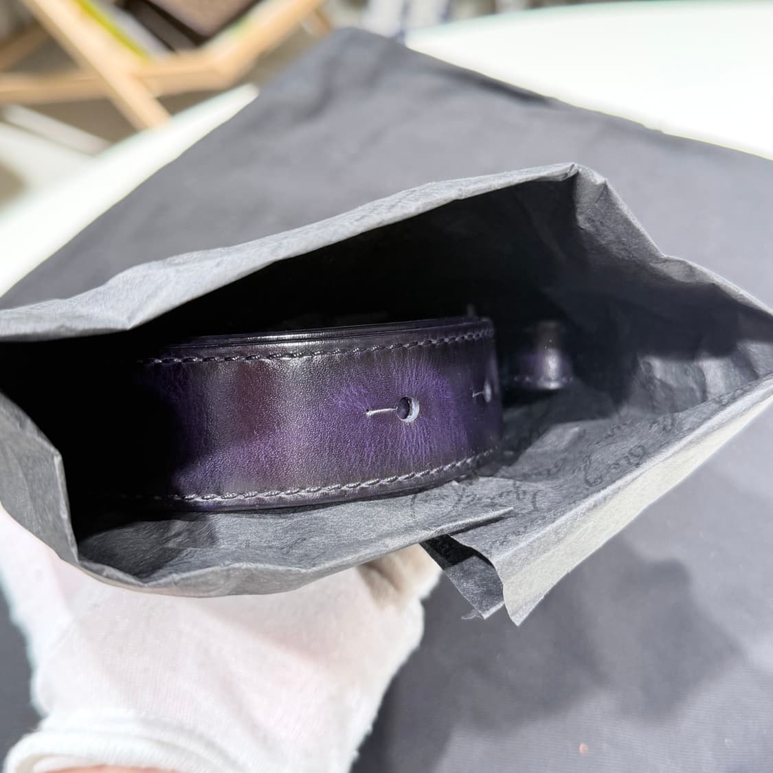 A+ / 벨루티 앙쥬르 미니 스크릿 레더 서류 가방 퍼플 파티나 상품이미지8