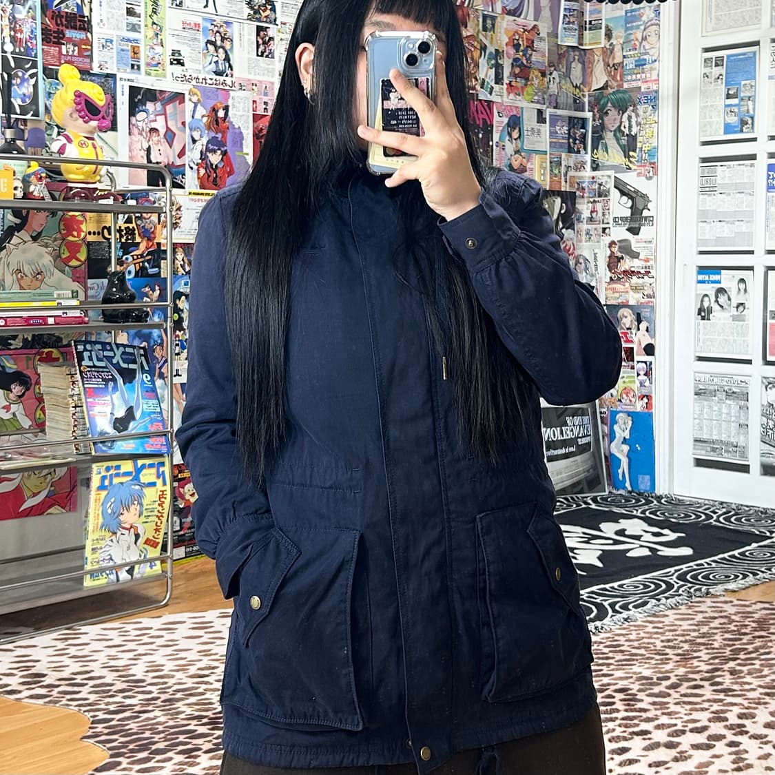 아디다스 네이비 코튼 양털 야상 점퍼 상품이미지1