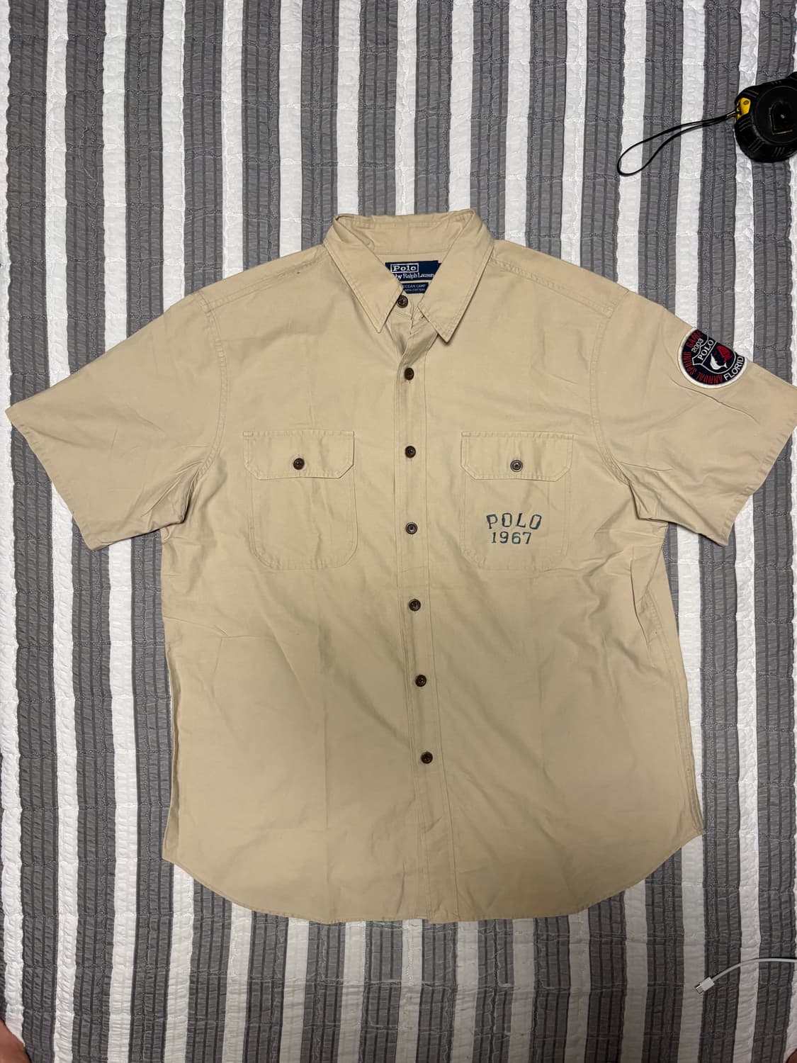 90s 빈티지 폴로 랄프로렌 OCEAN CAMP 피싱 반팔 셔츠 상품이미지1