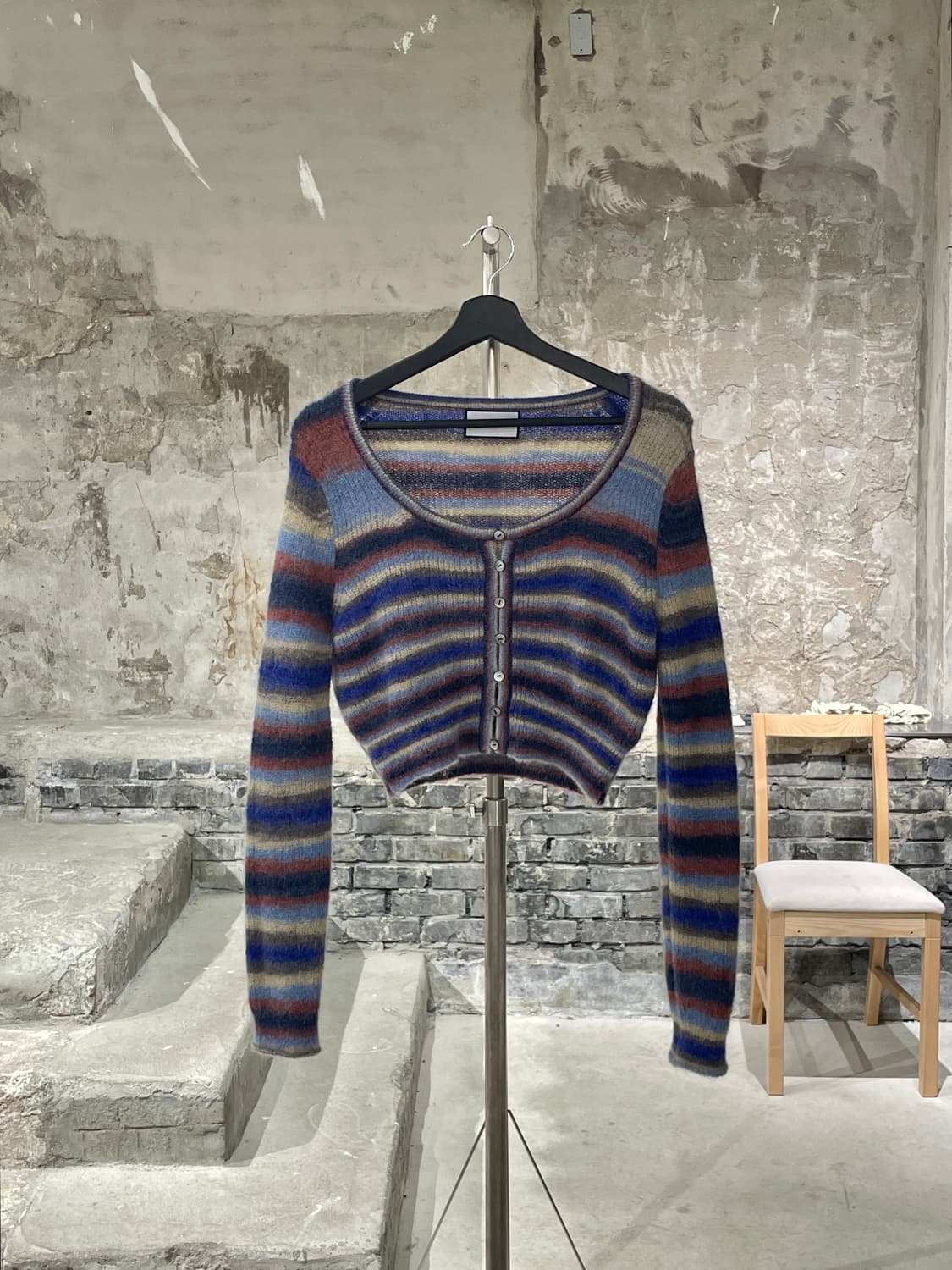 톰 그레이하운드 믹스 모헤어 스트라이프 가디건 상품이미지1