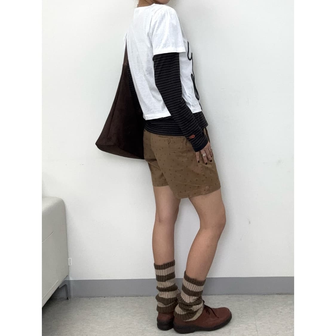 빈티지 브라운 도트 숏팬츠 반바지 상품이미지3