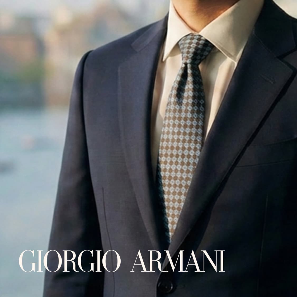 조르지오 아르마니 블루 마름모 자카드 넥타이 9.2cm A+등급 E773 상품이미지1