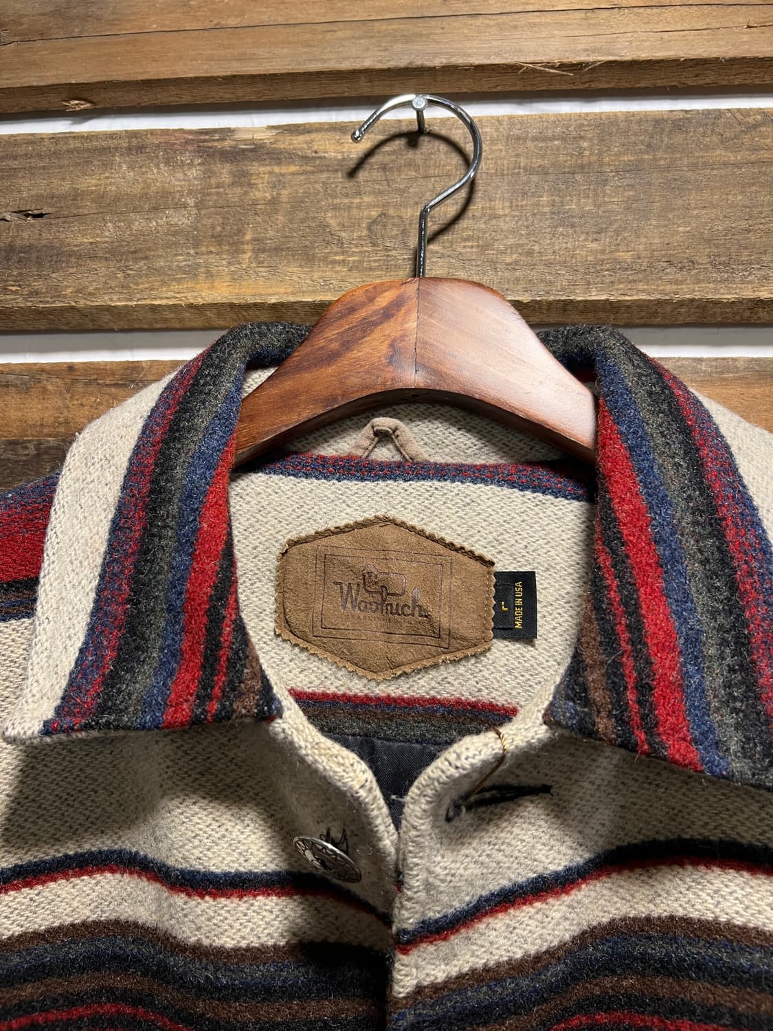 [L]90's 울리치 Made in USA 나바호 스트라이프 울 코트 상품이미지2