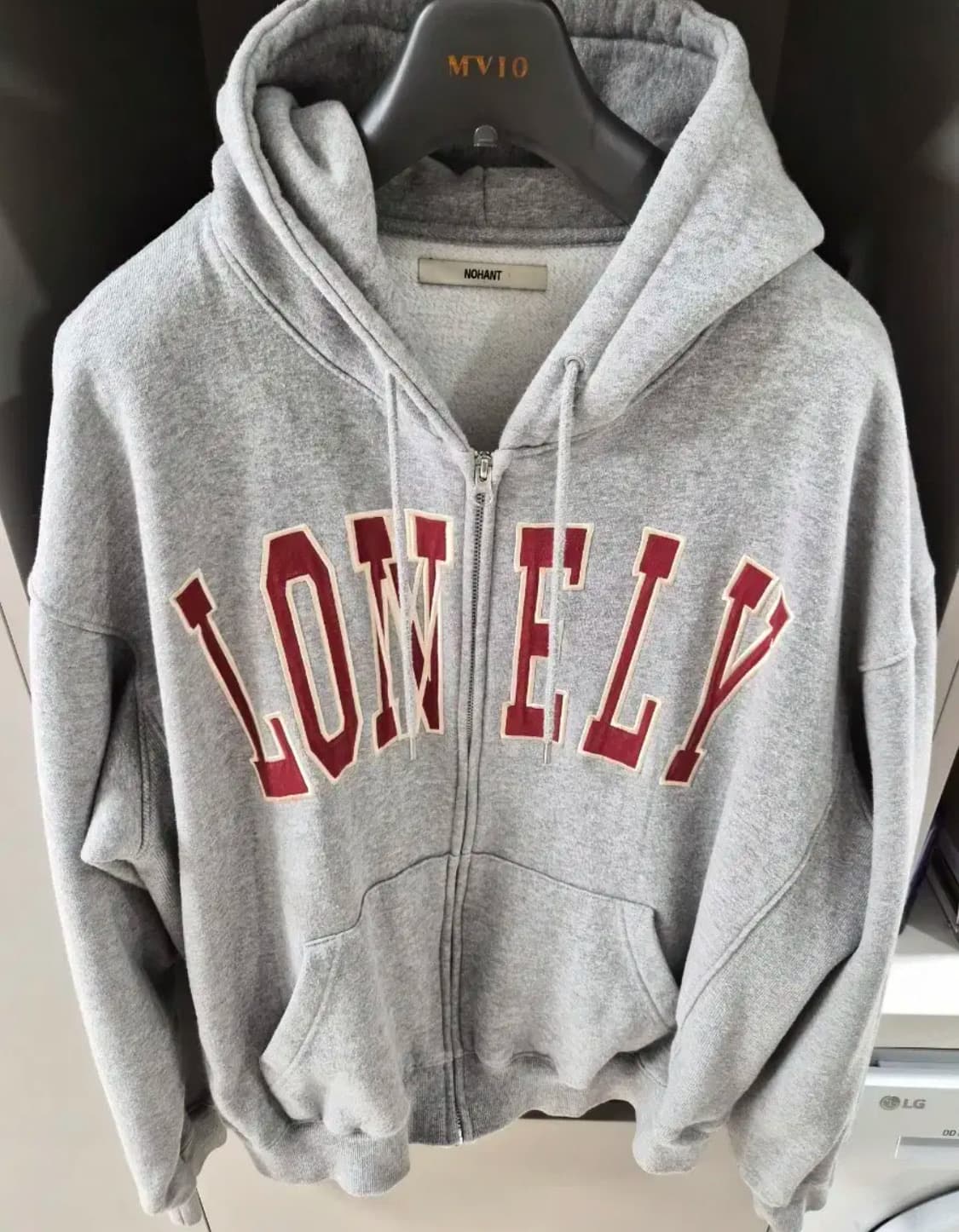 노앙 LONELY 자수 후드집업 회색 상품 상품이미지1