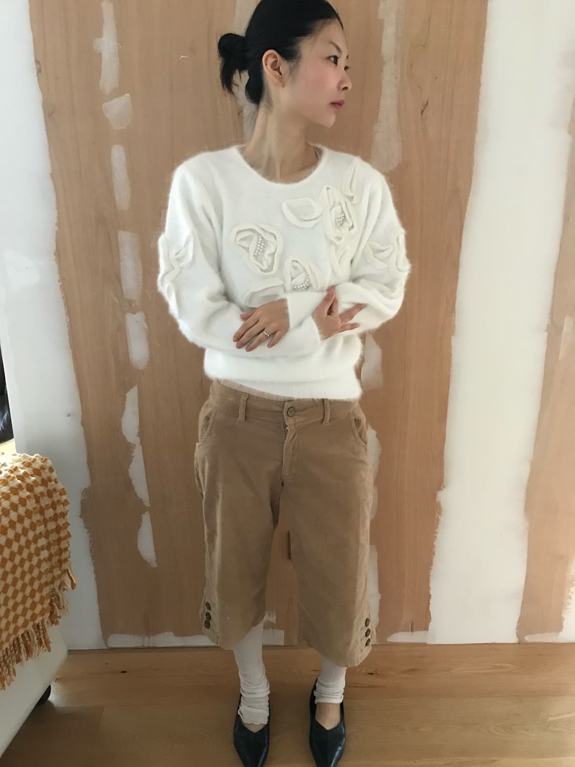 vintage pattern white knit 상품이미지2