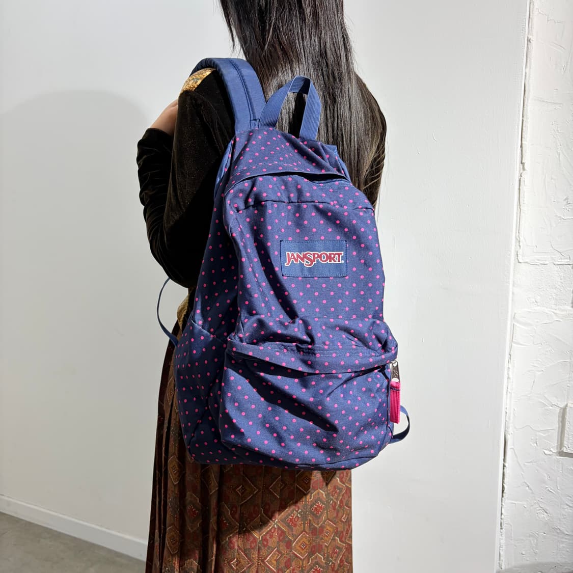 잔스포츠 핑크 네이비 도트 땡땡이 백팩 가방 상품이미지1