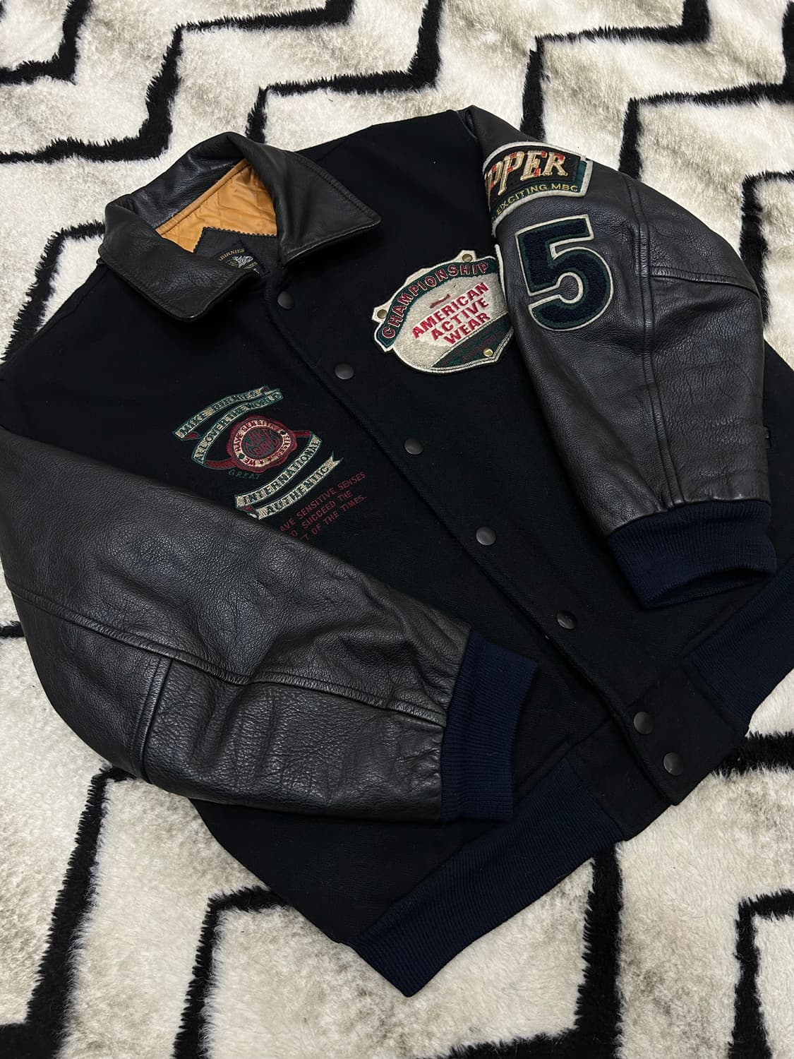 [M]마이크버니스 90s 브릴리언트 레터맨 울 레더 바시티 상품이미지3