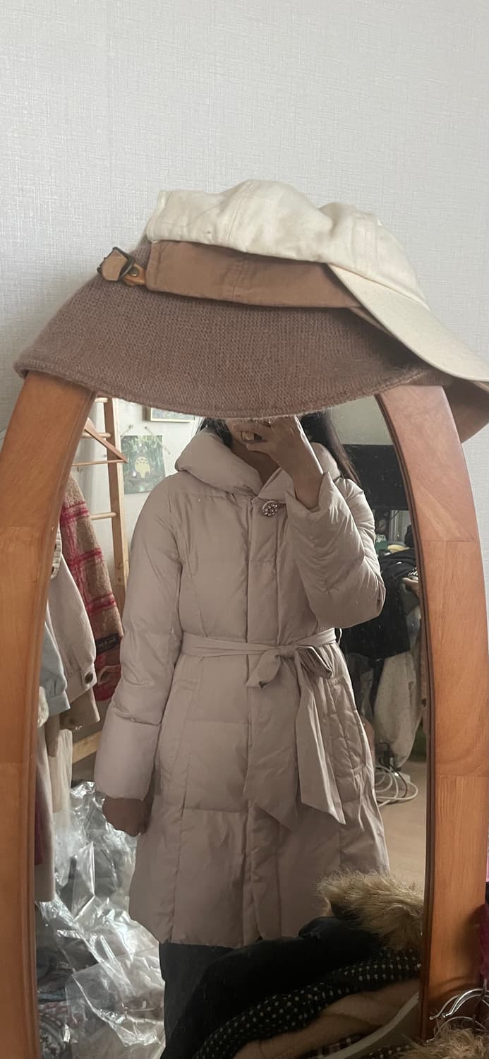 모리걸 빈티지 핑크 벨티드 다운 롱패딩💗 상품이미지3