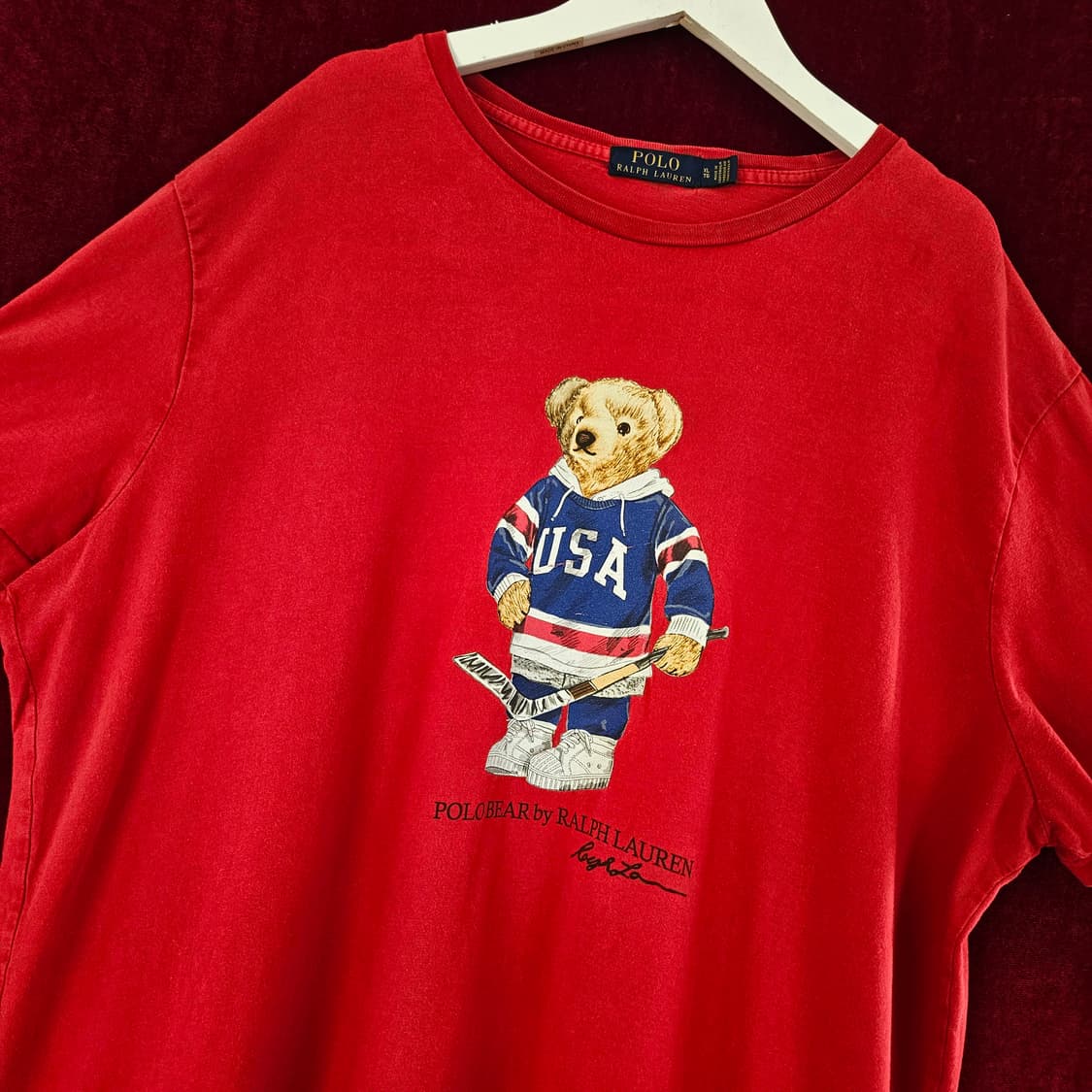 폴로랄프로렌 테디베어 하키 로고 프린팅 반팔 티셔츠 XL size 상품이미지4