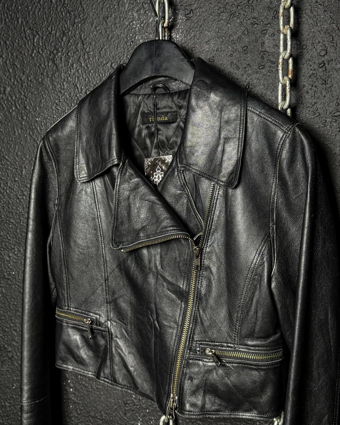 Crop Leather Rider Jacket 상품이미지7