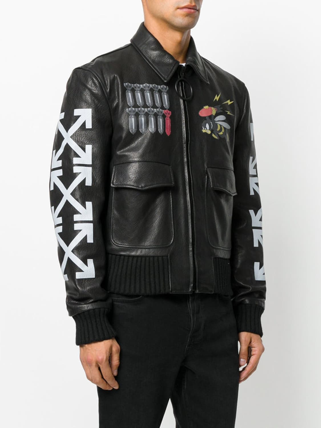 오프화이트 엔젤 핀업 밤버 레더 자켓 상품이미지1