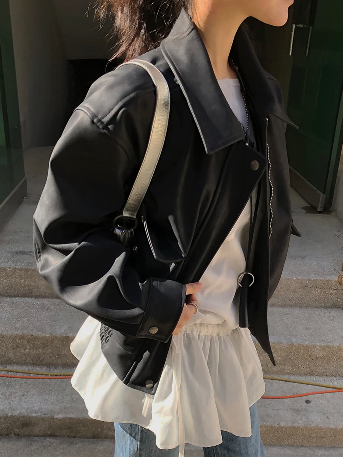 오브 오버핏 빈티지 가죽 레더 자켓 free 상품이미지3