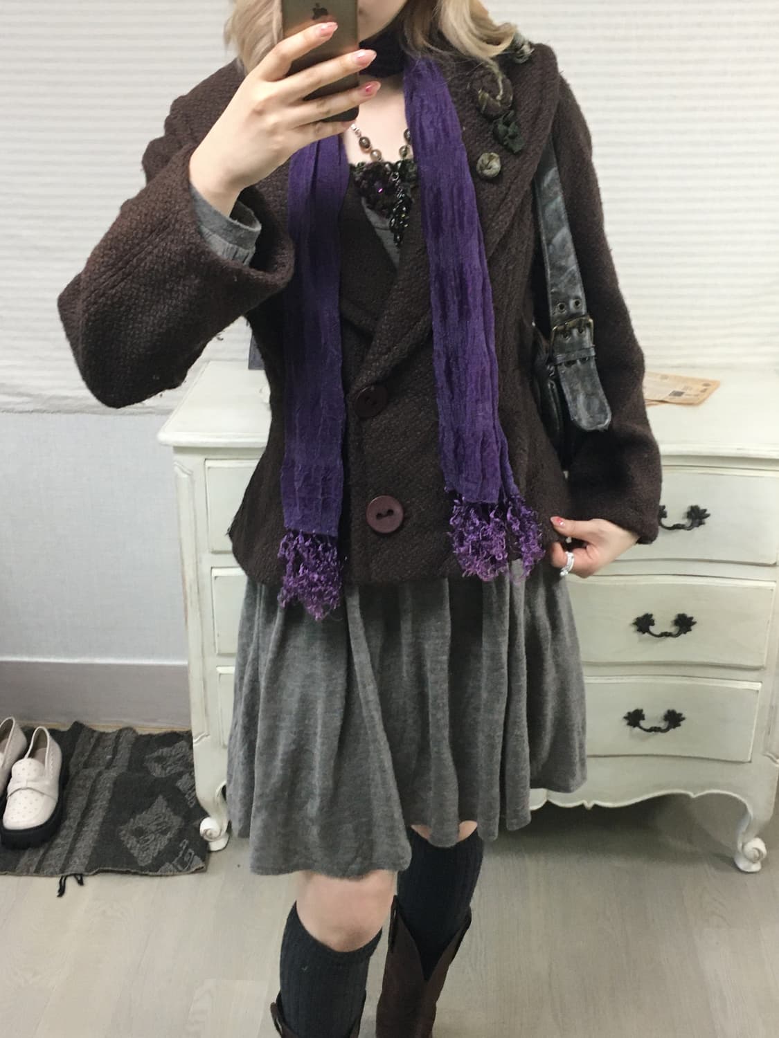 jpn vintage 브라운 플로랄 브로치 앤티크 버튼 자켓 상품이미지4