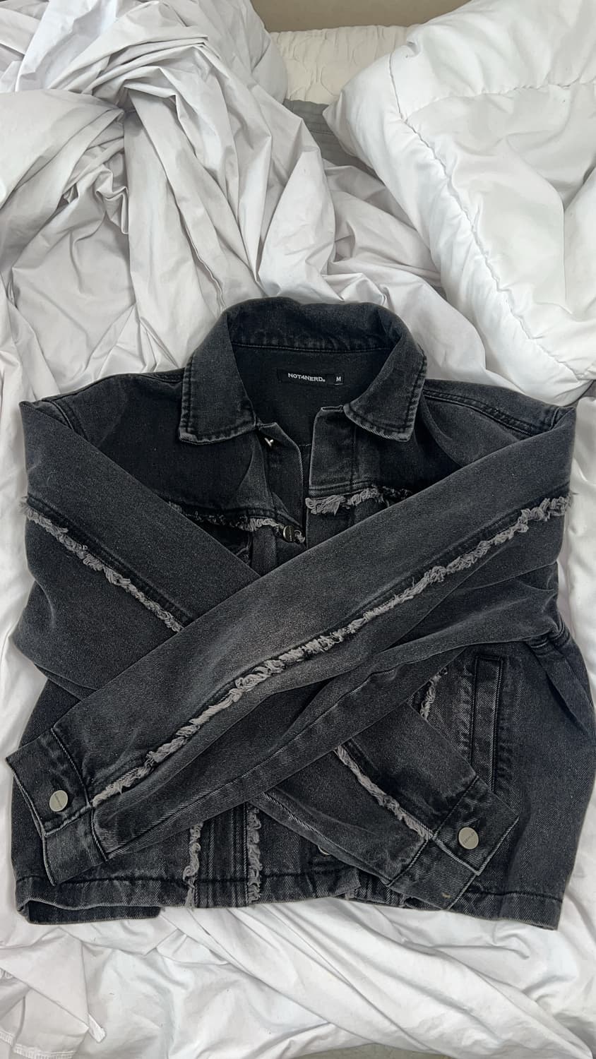 낫포너드 Cut Off Crop Denim Jacket - Black M 상품이미지3