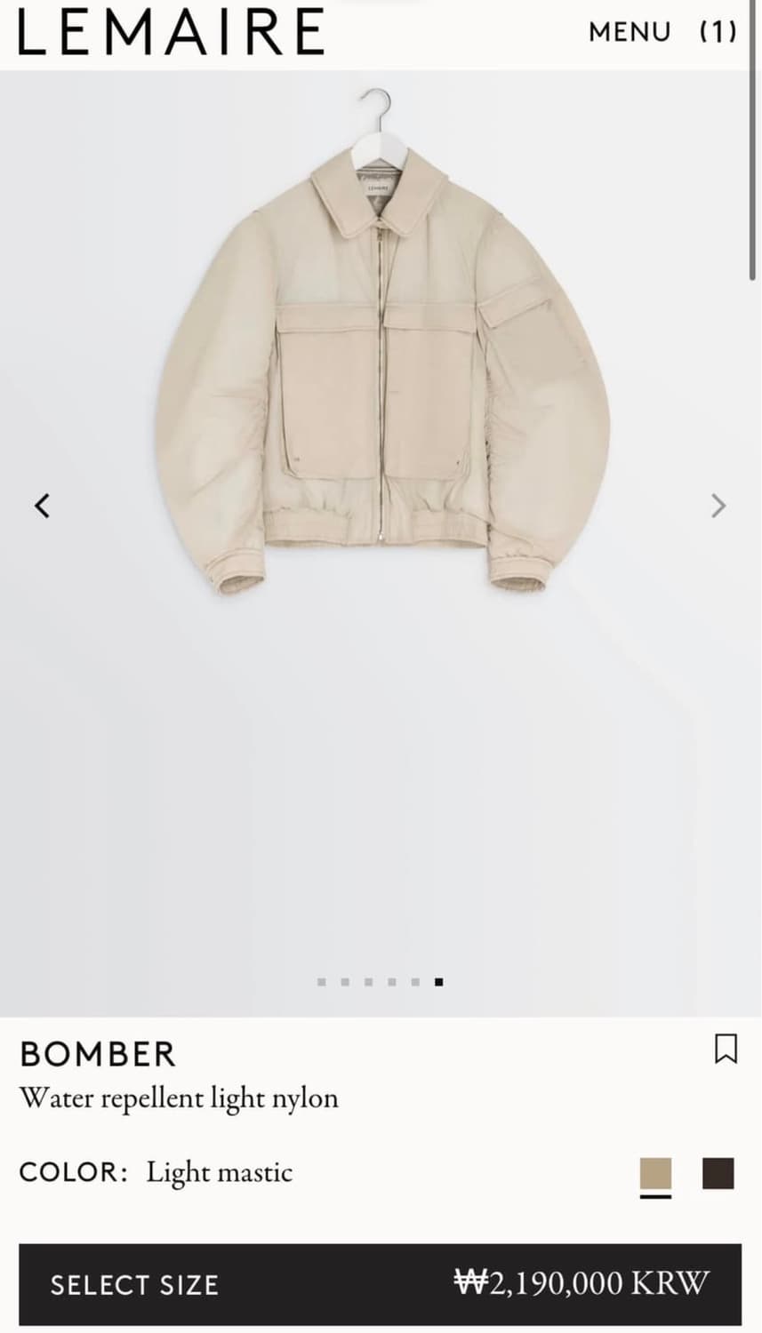 (S,M) 르메르 25FW 봄버 라이트매스틱 상품이미지6