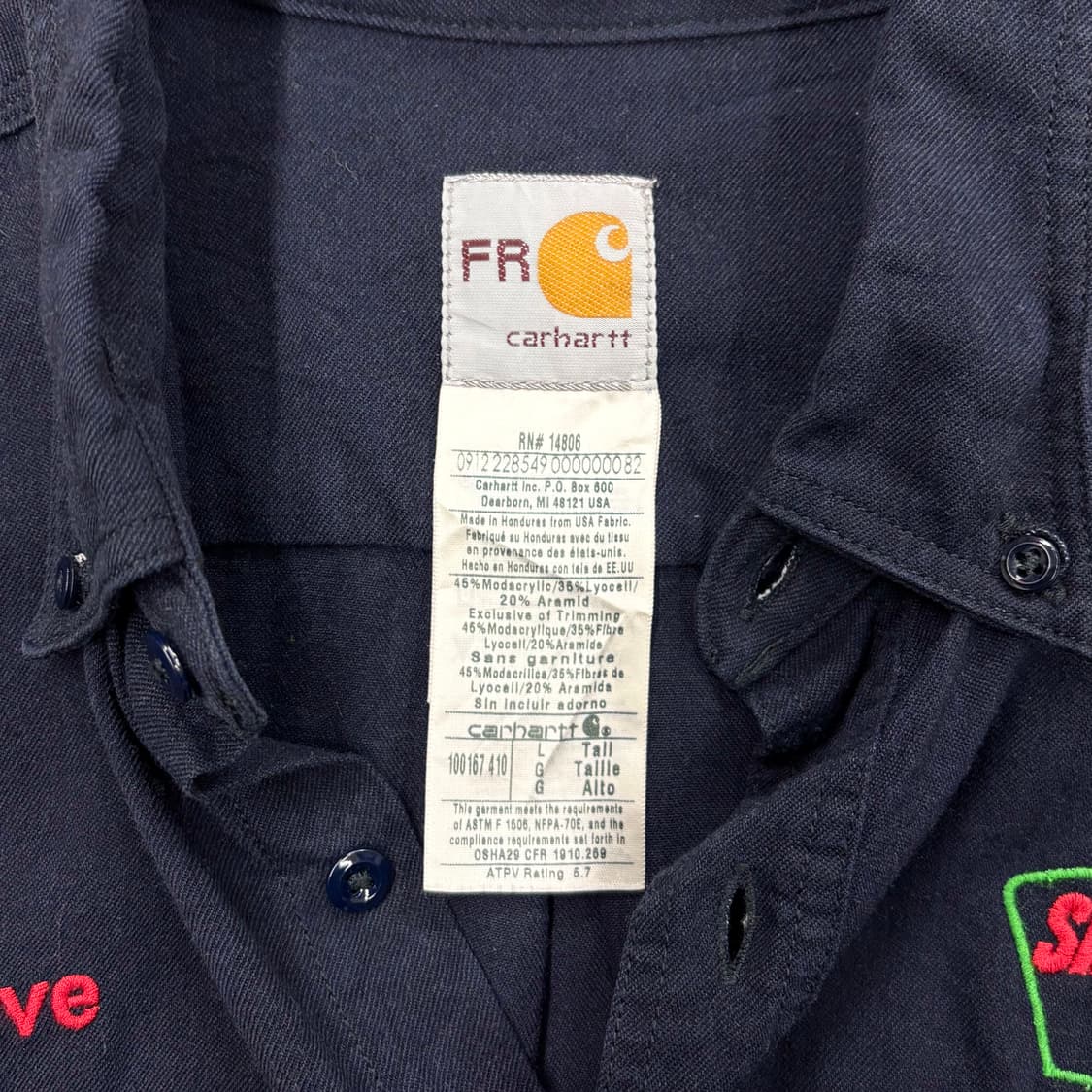 (L) 칼하트 FR 자수 디테일 다크 네이비 워크 셔츠 made in U 상품이미지4