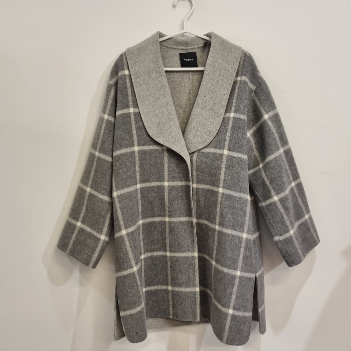 Theory 띠어리 숄 칼라 체크 코트 S 상품이미지2