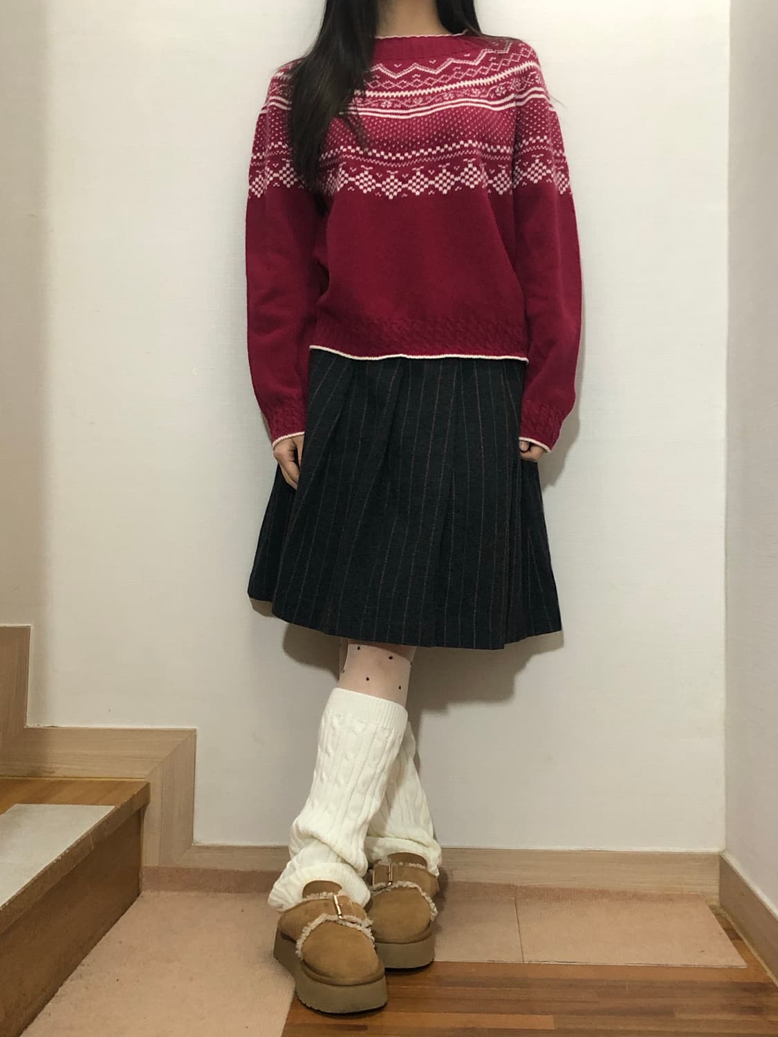 빈티지 그레이 비비드 스트라이프 스커트 상품이미지4