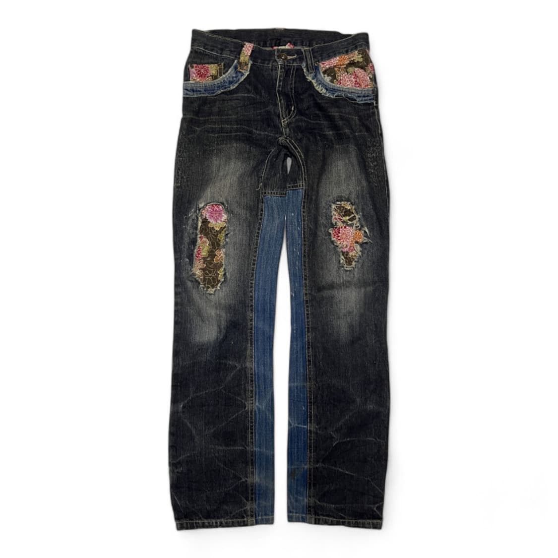 japanese vintage 플라워 자수 y2k 데님팬츠 상품이미지3