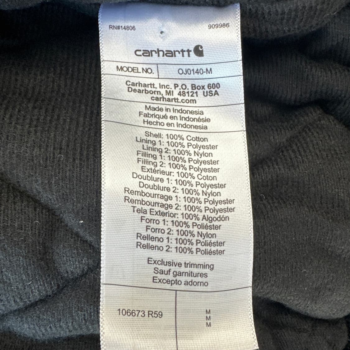 칼하트 퀼팅 안감 액티브 자켓 레드 M 루즈핏 OJ0140  상품이미지8