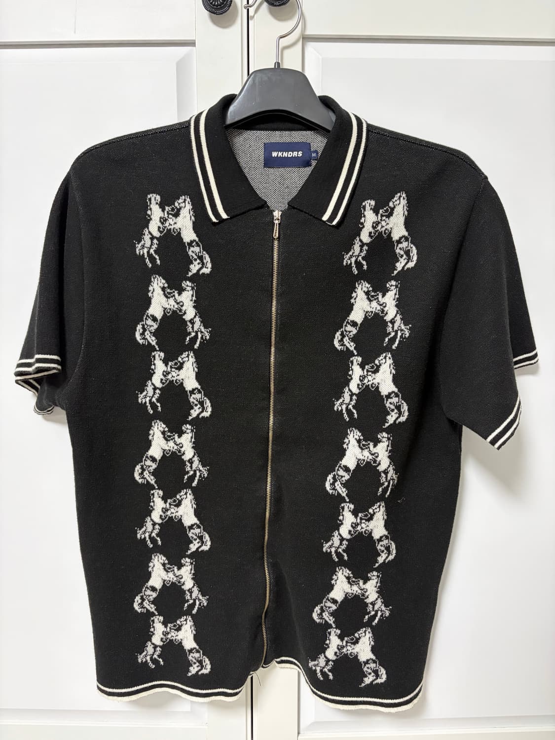 WKNDRS 위캔더스 반팔 니트 집업 블랙 M 상품이미지2
