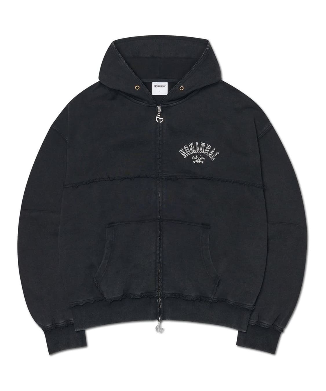 노매뉴얼 RAW EDGE HOODED ZIP-UP 후드 집업 블랙 L 상품이미지1