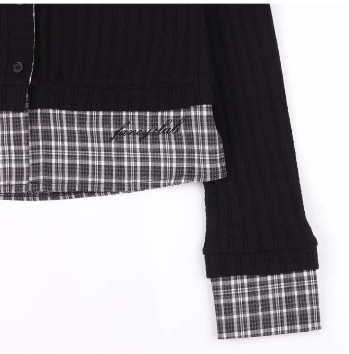 팬시클럽 체크 셔츠 레이어드 가디건 판매해요 니트 롱슬리브 상품이미지3