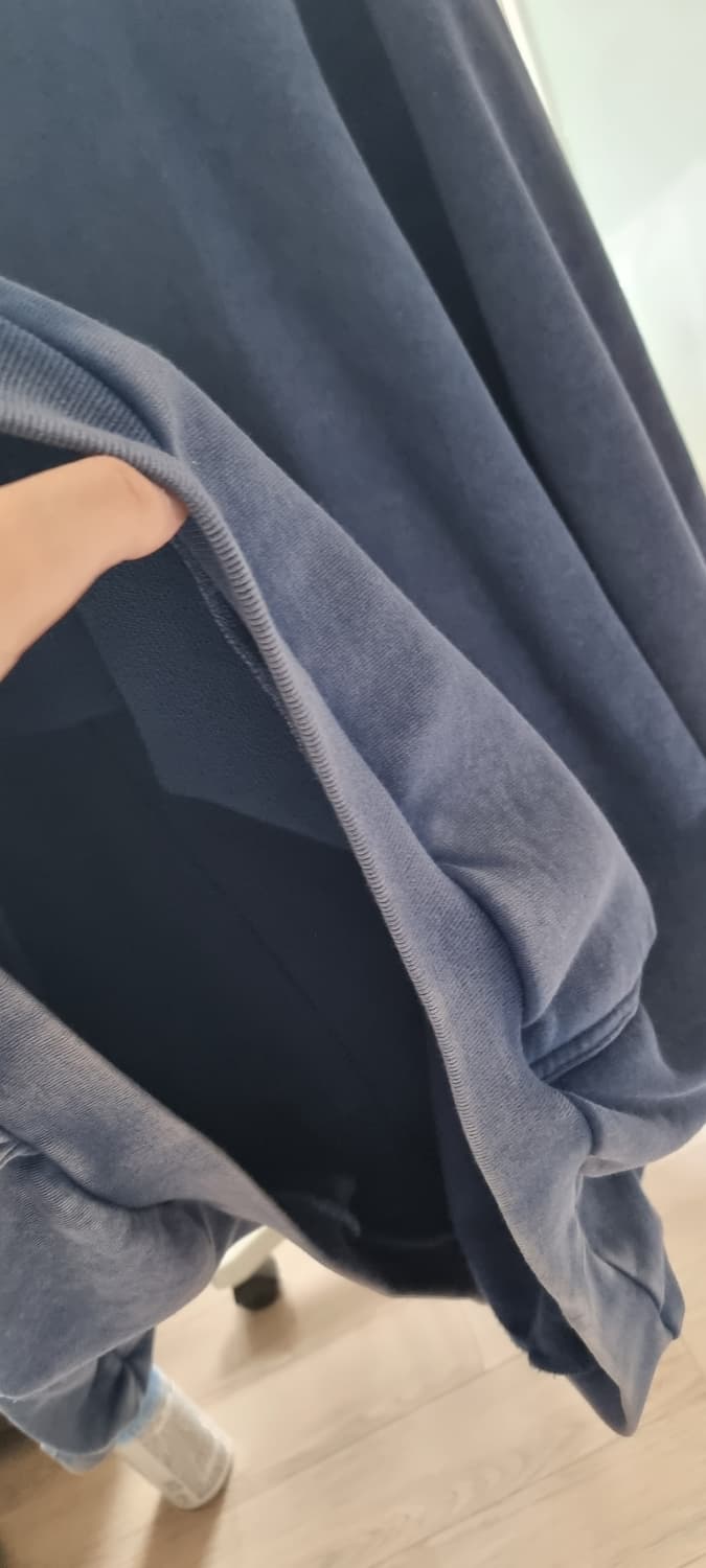 물빠진 파란색 오버핏 후드티 상품이미지3