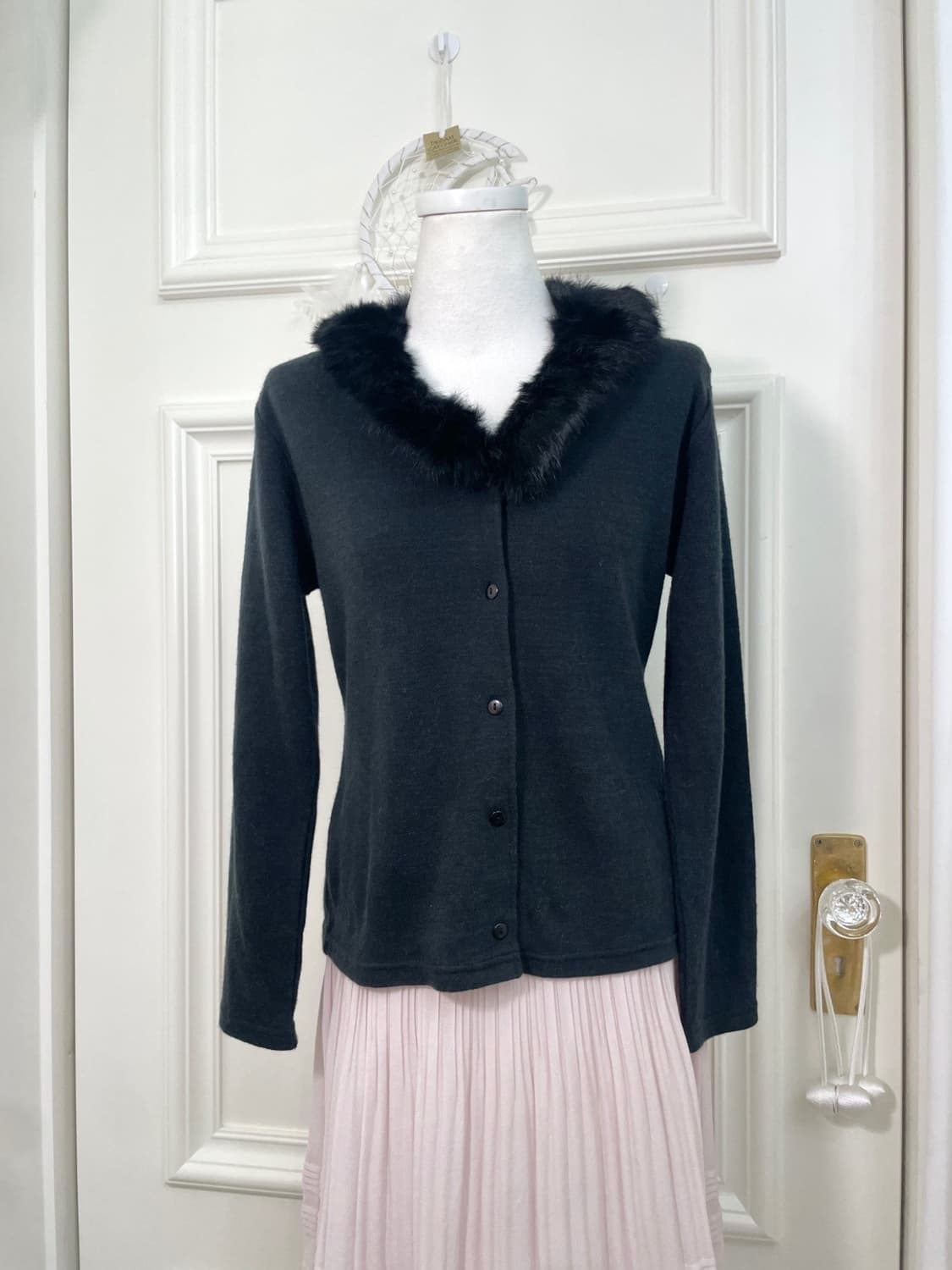 black rabbit fur angora knit cardigan to 상품이미지1
