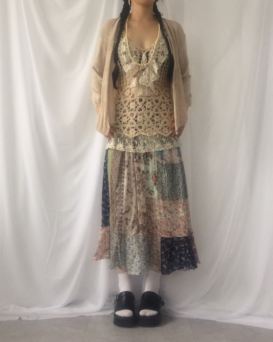 Punching pattern drape open cardigan 상품이미지6