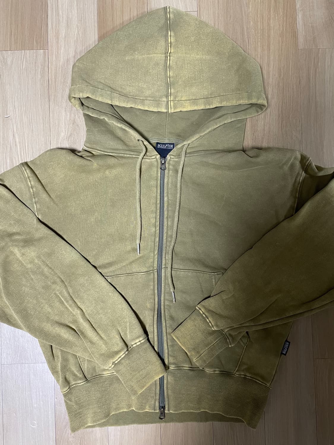 스컬프터 워시드 후드집업 카키브라운 XS사이즈 상품이미지4