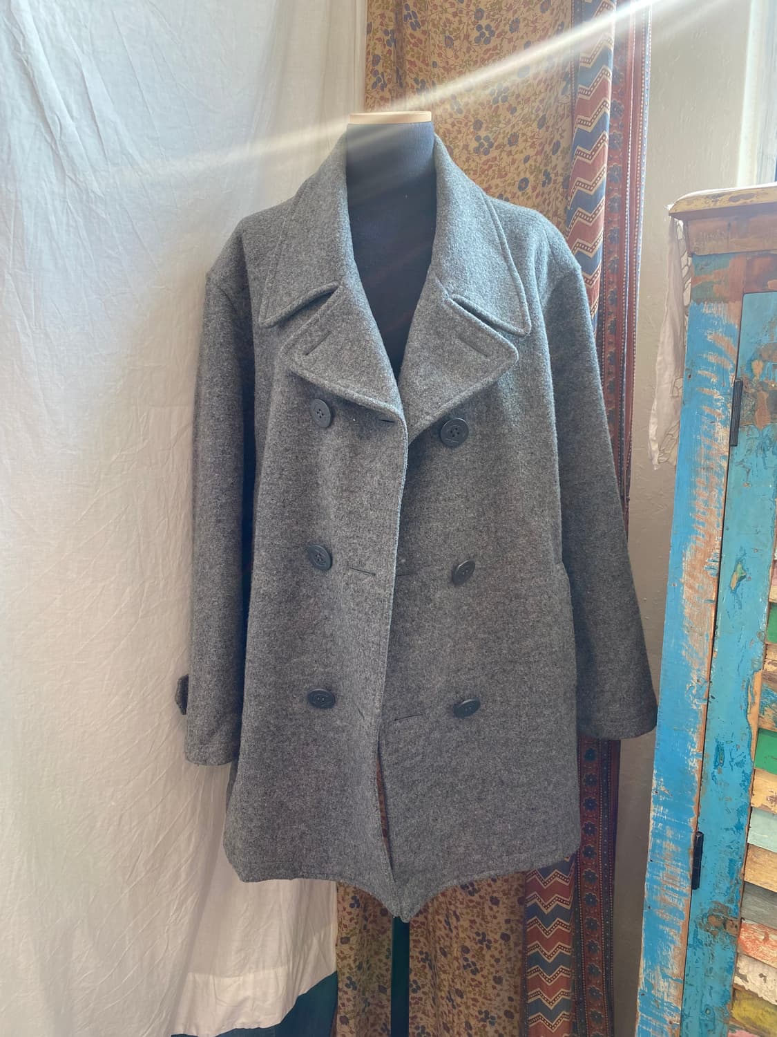 그레이 울믹스 오버핏 피코트(L)그레이 울믹스 오버핏 피코트(L) 상품이미지2