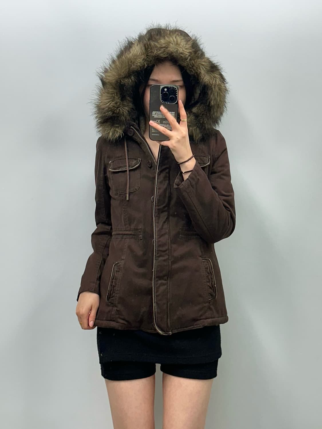 아베크롬비 빈티지 브라운 모리걸 y2k 와투케 퍼 울프죠 야상 자켓 상품이미지2