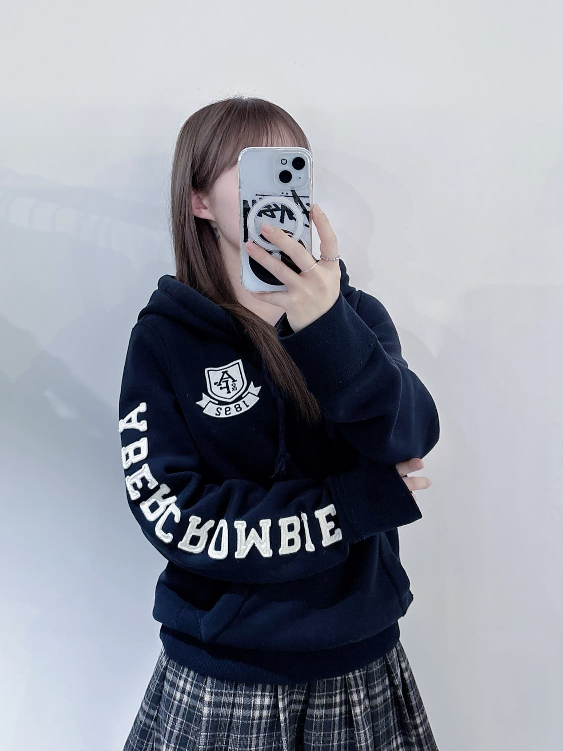 아베크롬비 블랙 사이드로고 후드 상품이미지2