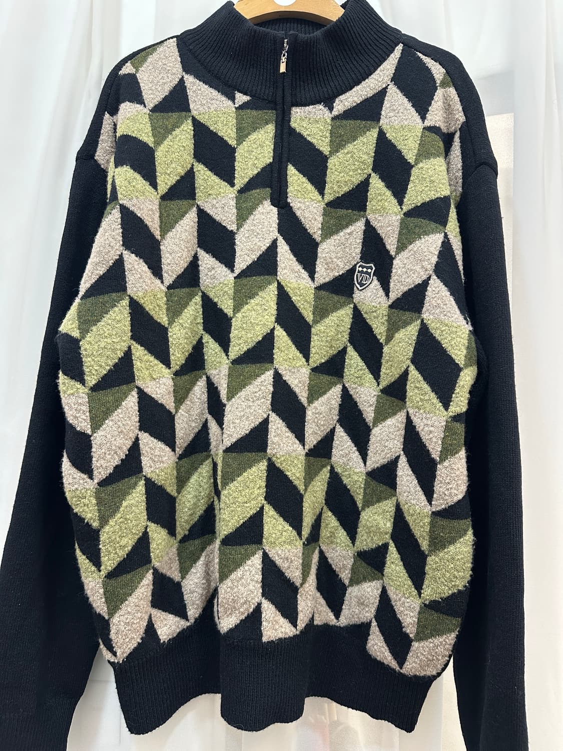 본더치 체크 방풍 하프집업 니트 100 상품이미지1