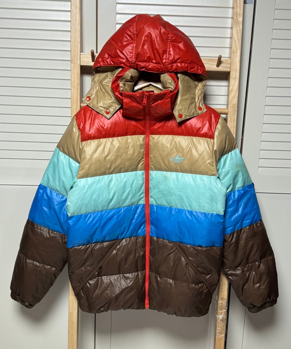 아디다스 배색 푸퍼 패딩 후드 자켓 상품이미지1