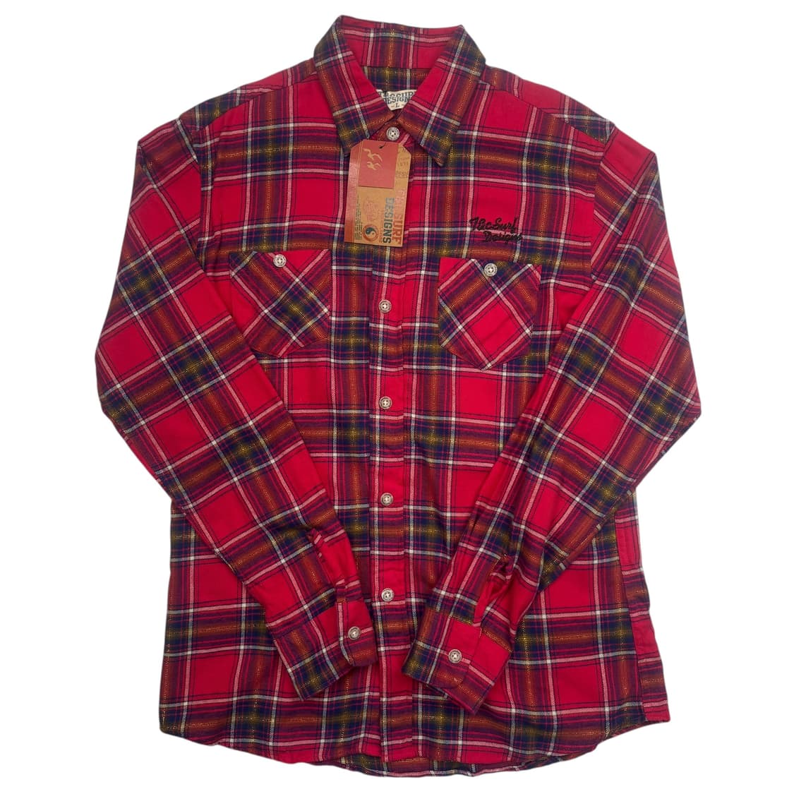 T&C Surf 디자인 하와이 레드 체크 플란넬 셔츠 L 상품이미지1