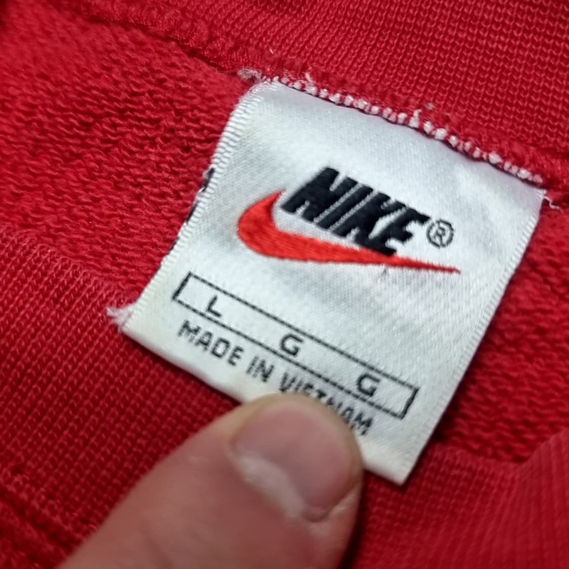 일본제 80s 나이키 스우시 레드 맨투맨 티셔츠(L) 상품이미지4