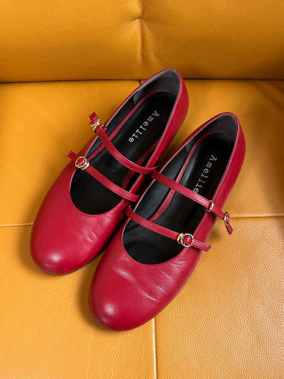 Amelie 아멜리에 Anthea 양가죽 메리제인 레드 250 상품이미지1