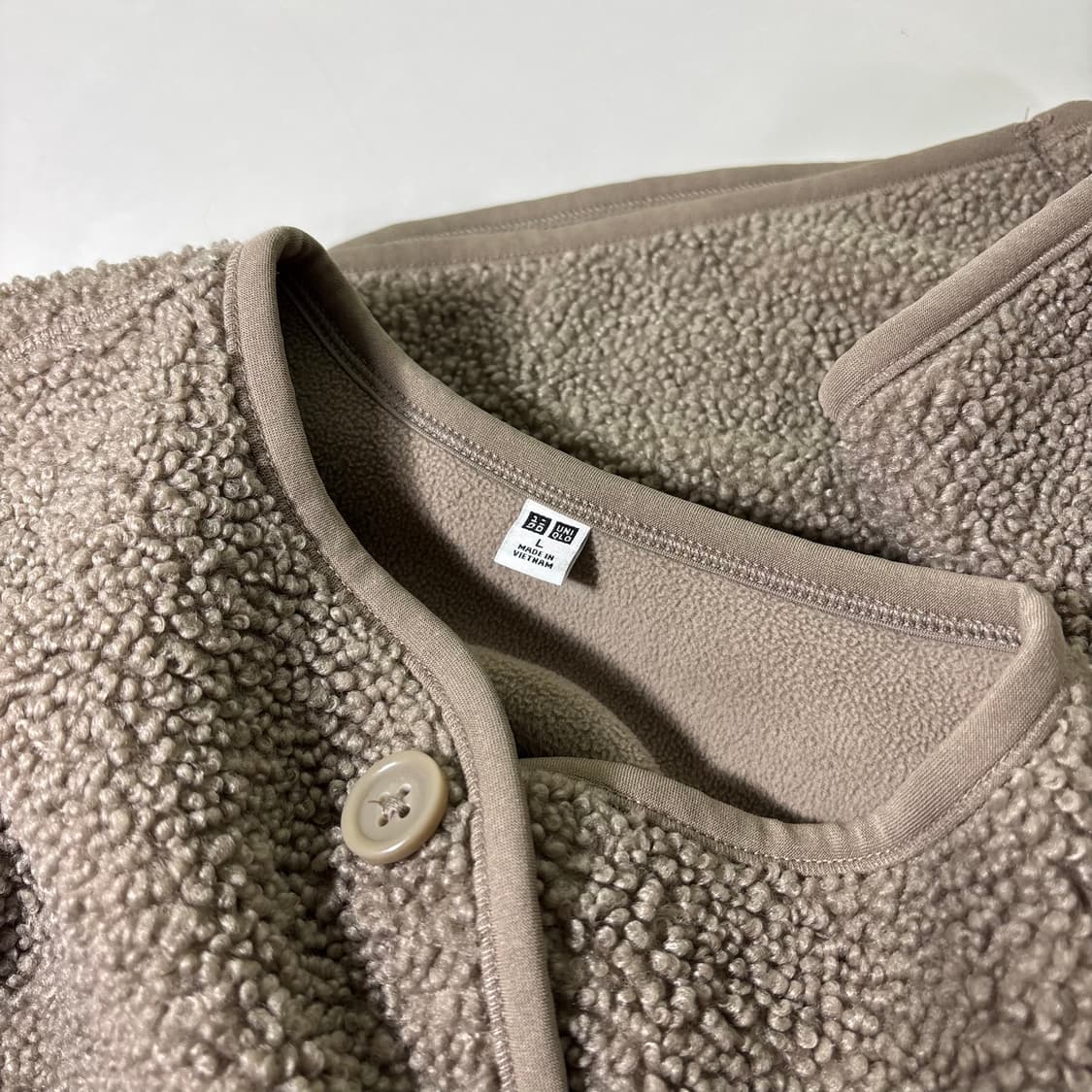 우먼M-L 유니클로 베이지 뽀글이 후리스자켓 상품이미지4