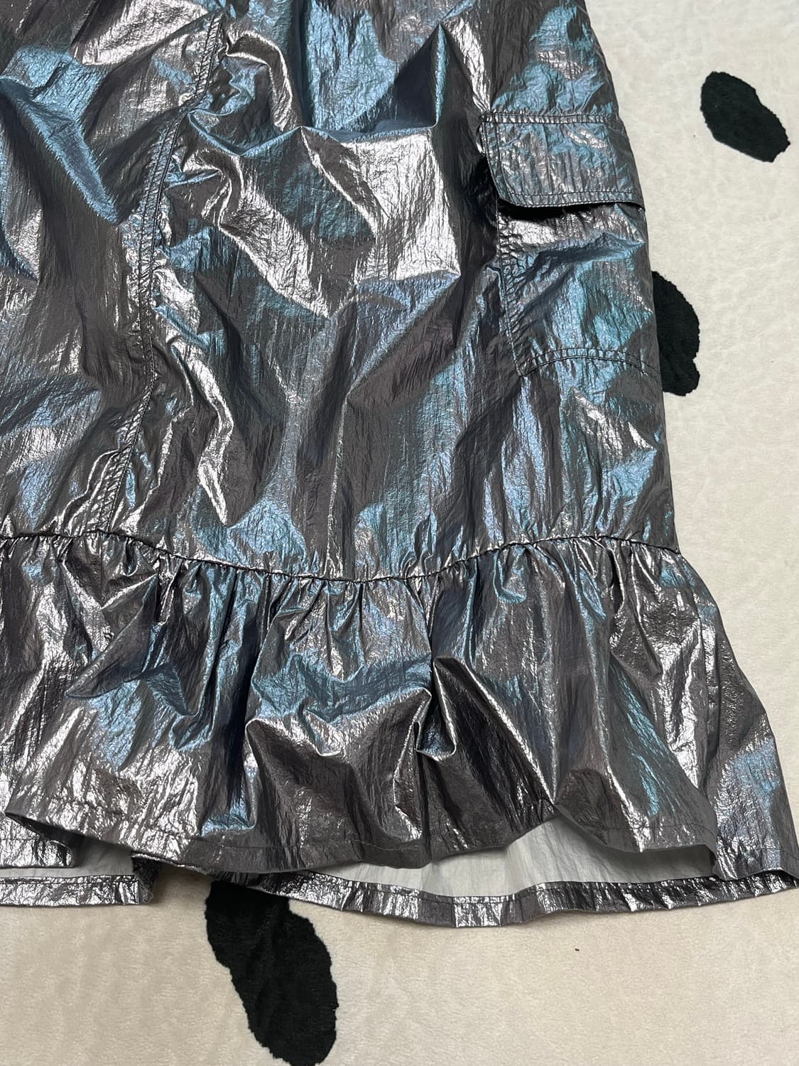 metallic black silver skirt 상품이미지2