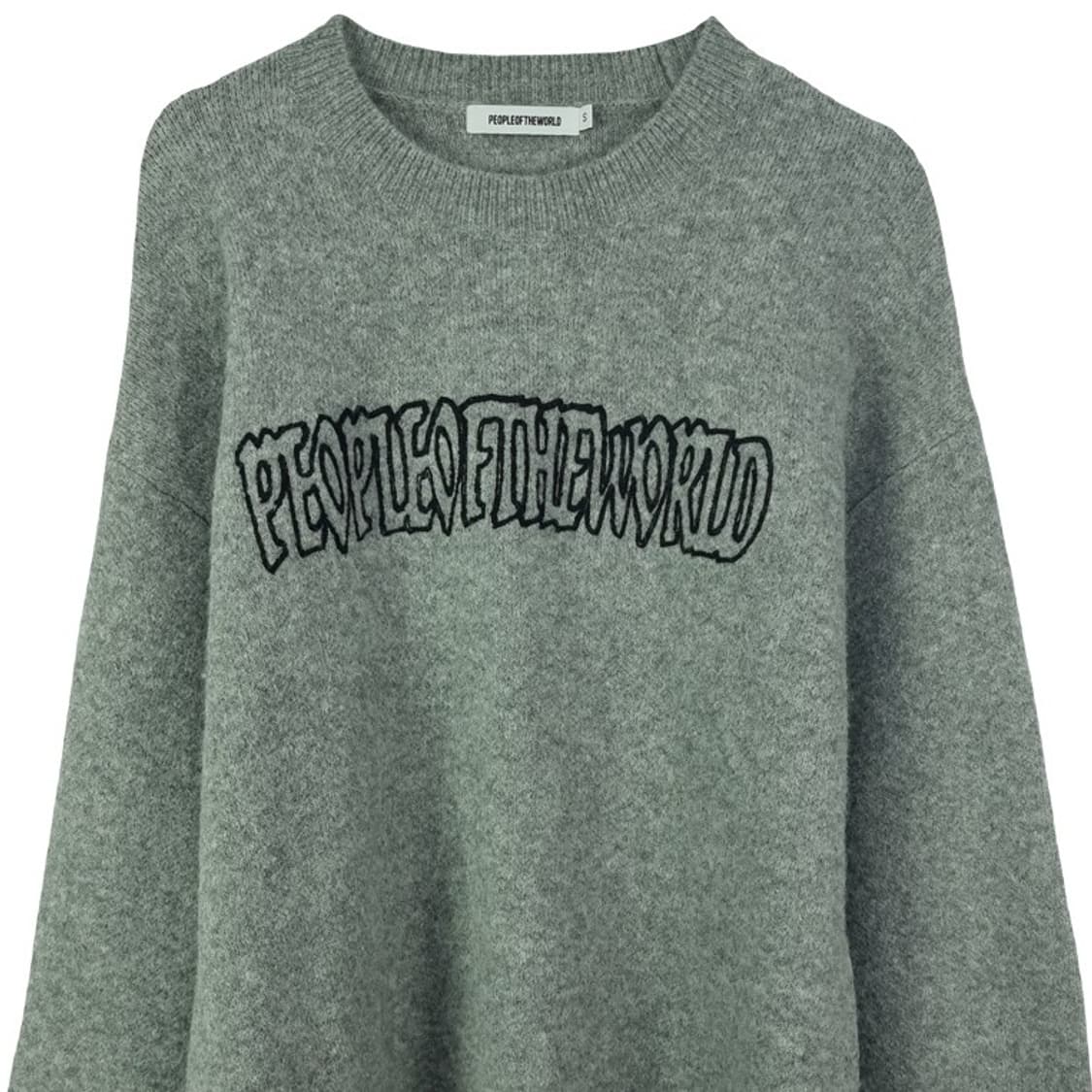 [피플오브더월드] 빅로고 쟈카드 오버핏 니트 그래이 M18843 상품이미지4