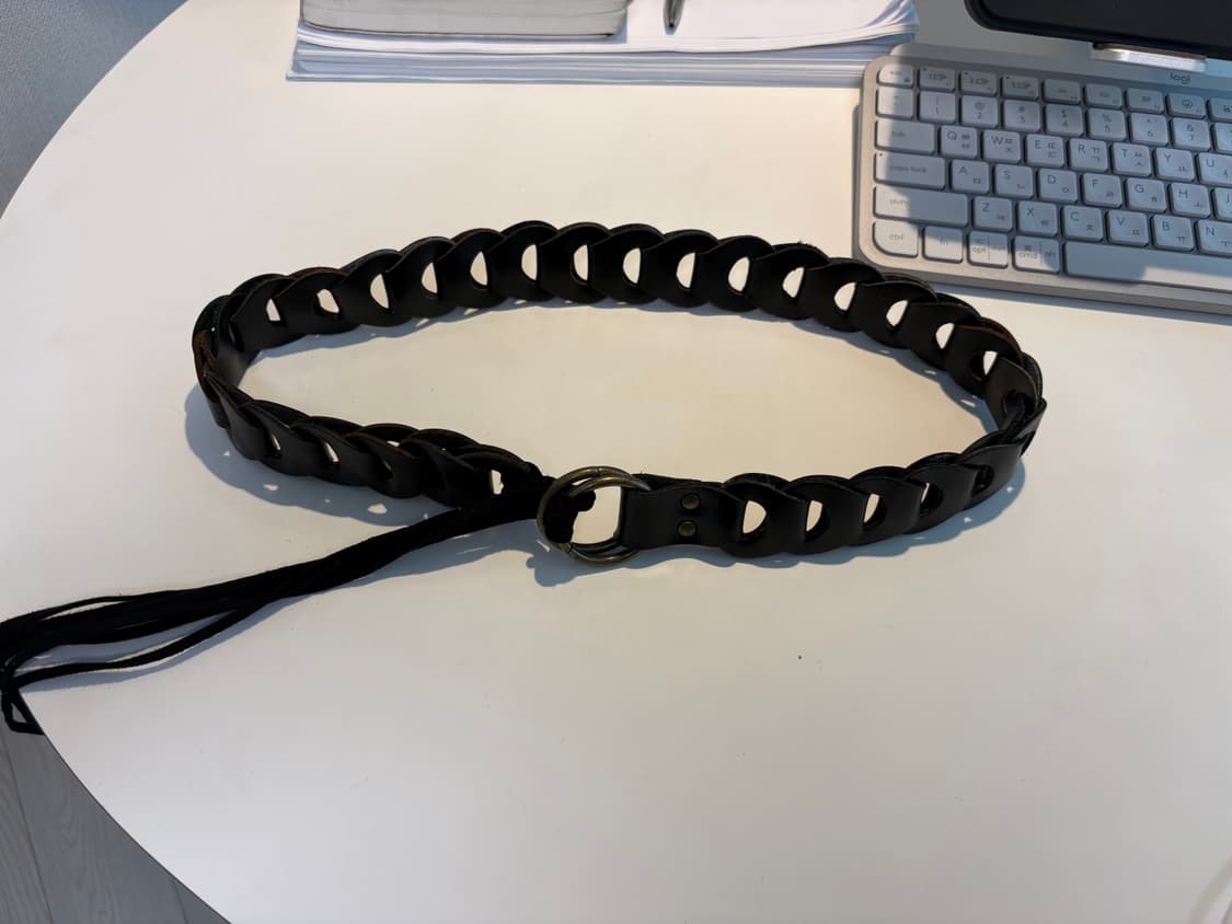 빈티지 테슬 블렉 레더 벨트 상품이미지1