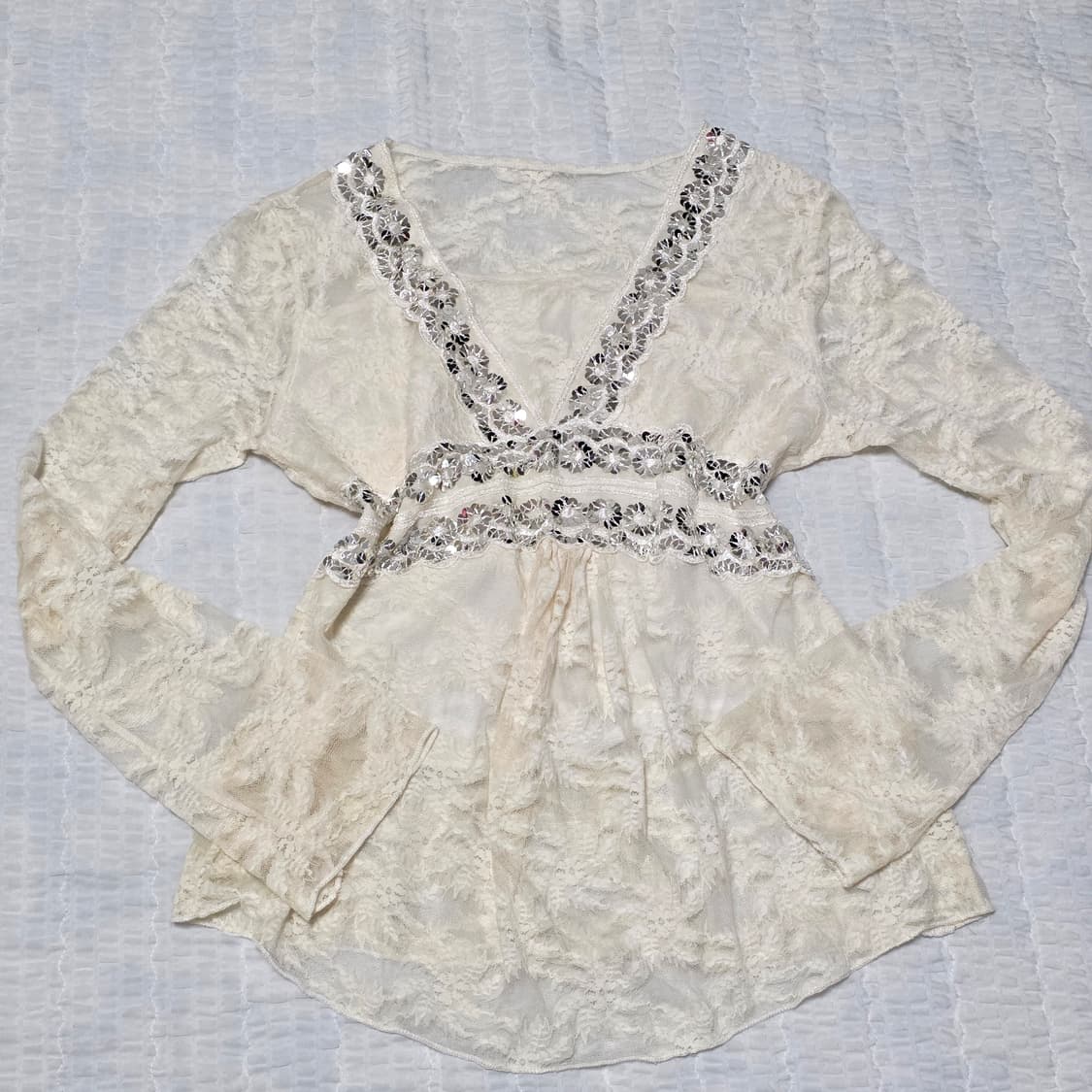 보헤미안 오리엔탈 페어리 스팽클 레이스 시스루 블라우스 상품이미지1