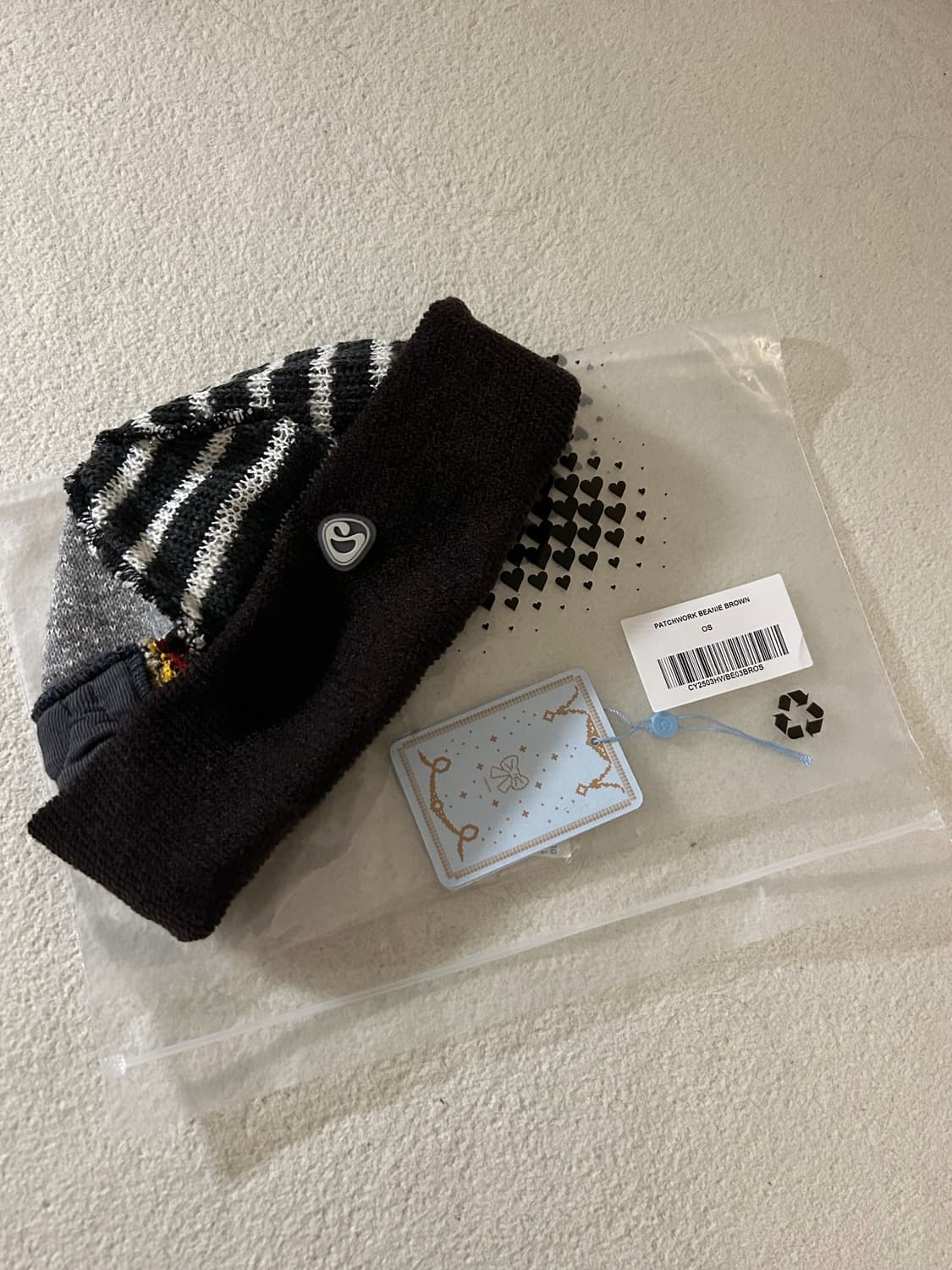 코이세이오 패치워크 비니 브라운 상품이미지1