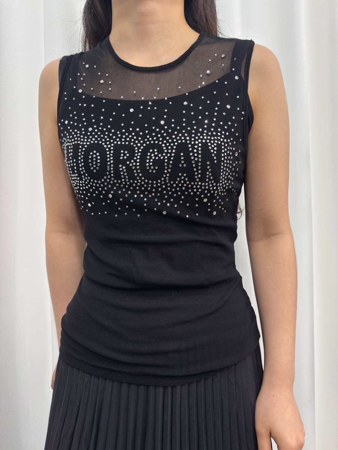 morgan cubic logo mesh sleeveless 상품이미지2